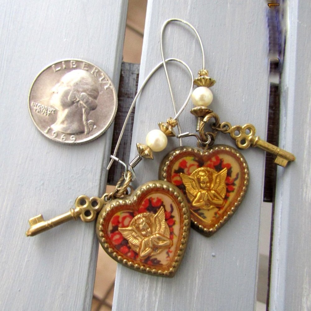 Vintage Rose Dangle Earrings Chandelier